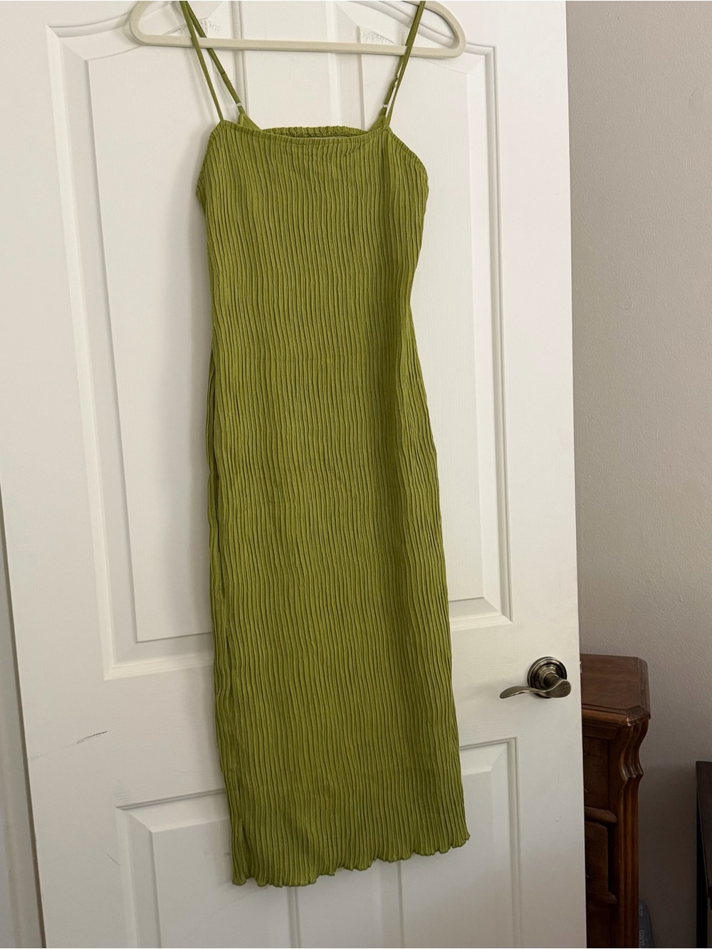 The Workshop Chartreuse Green Crinkle Dress Size Small